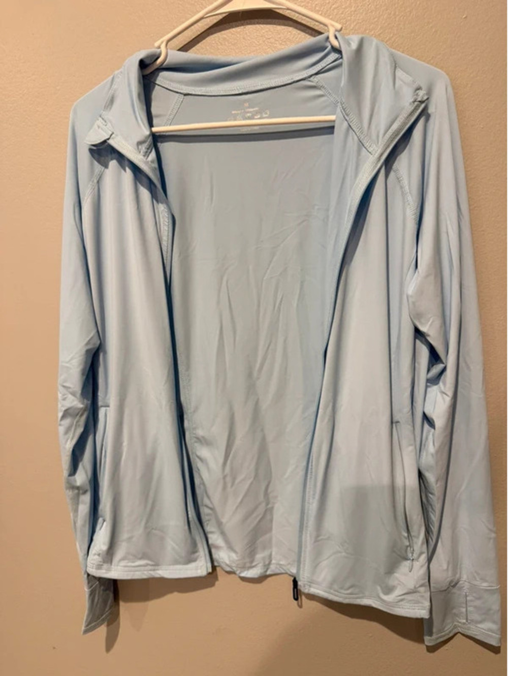 Light Blue Athletic Full Zip Jacket Women’s Medium Thumbholes